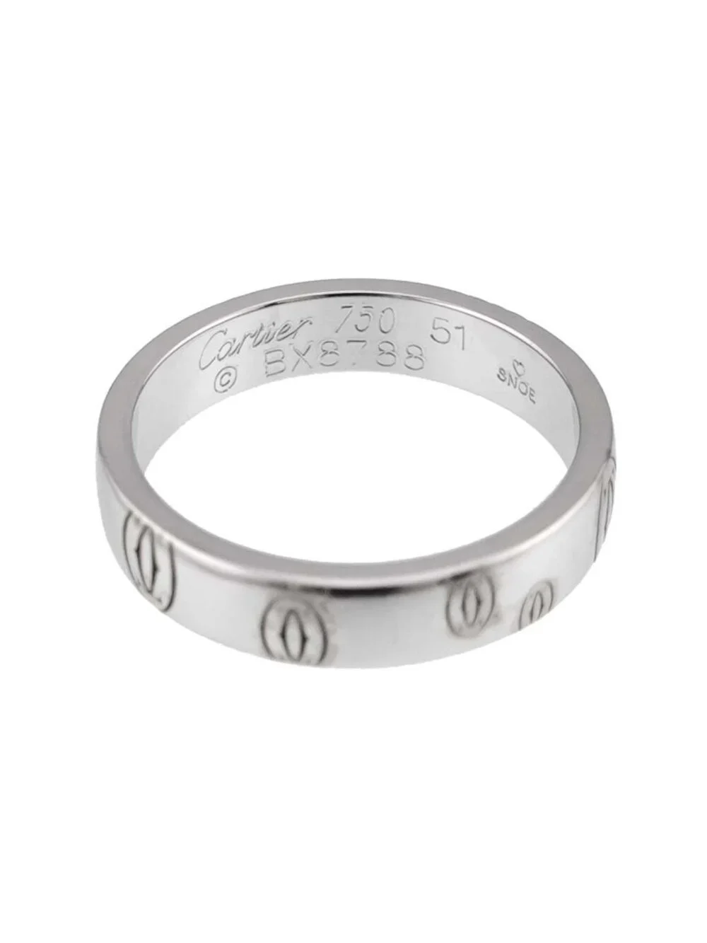 Cartier Happy Birthday Logo SM 51 Ring 18K White Gold